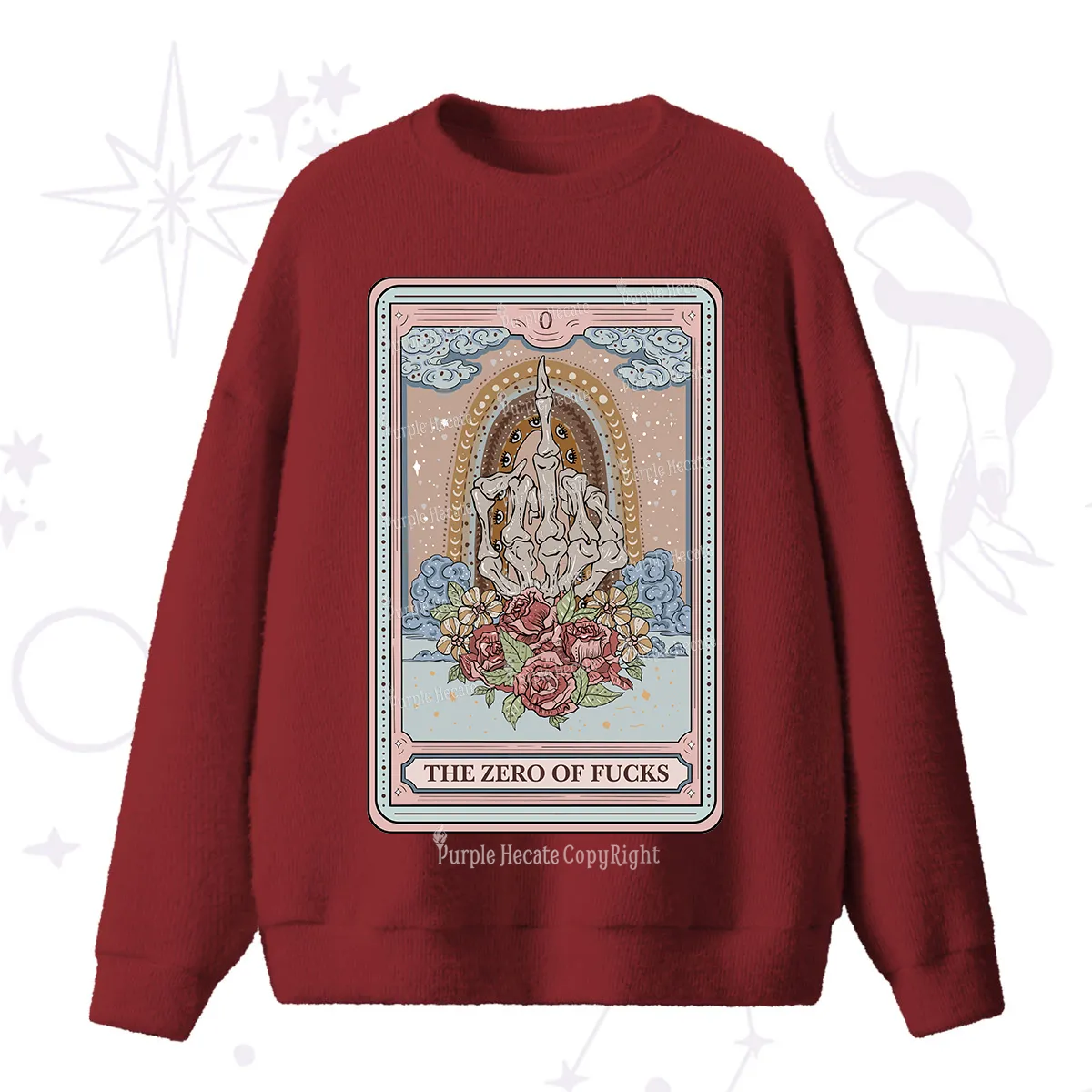 Purplehecate The Zero Of Fucks Tarot Fuzzy Ugly Sweater