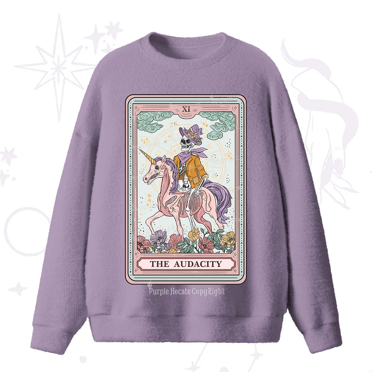 Purplehecate The Audacity Tarot Card Fuzzy Ugly Sweater