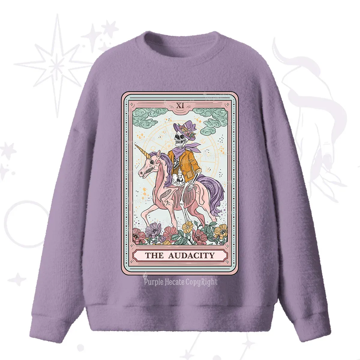 Purplehecate The Audacity Tarot Card Fuzzy Ugly Sweater