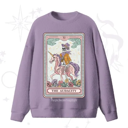 Purplehecate The Audacity Tarot Card Fuzzy Ugly Sweater