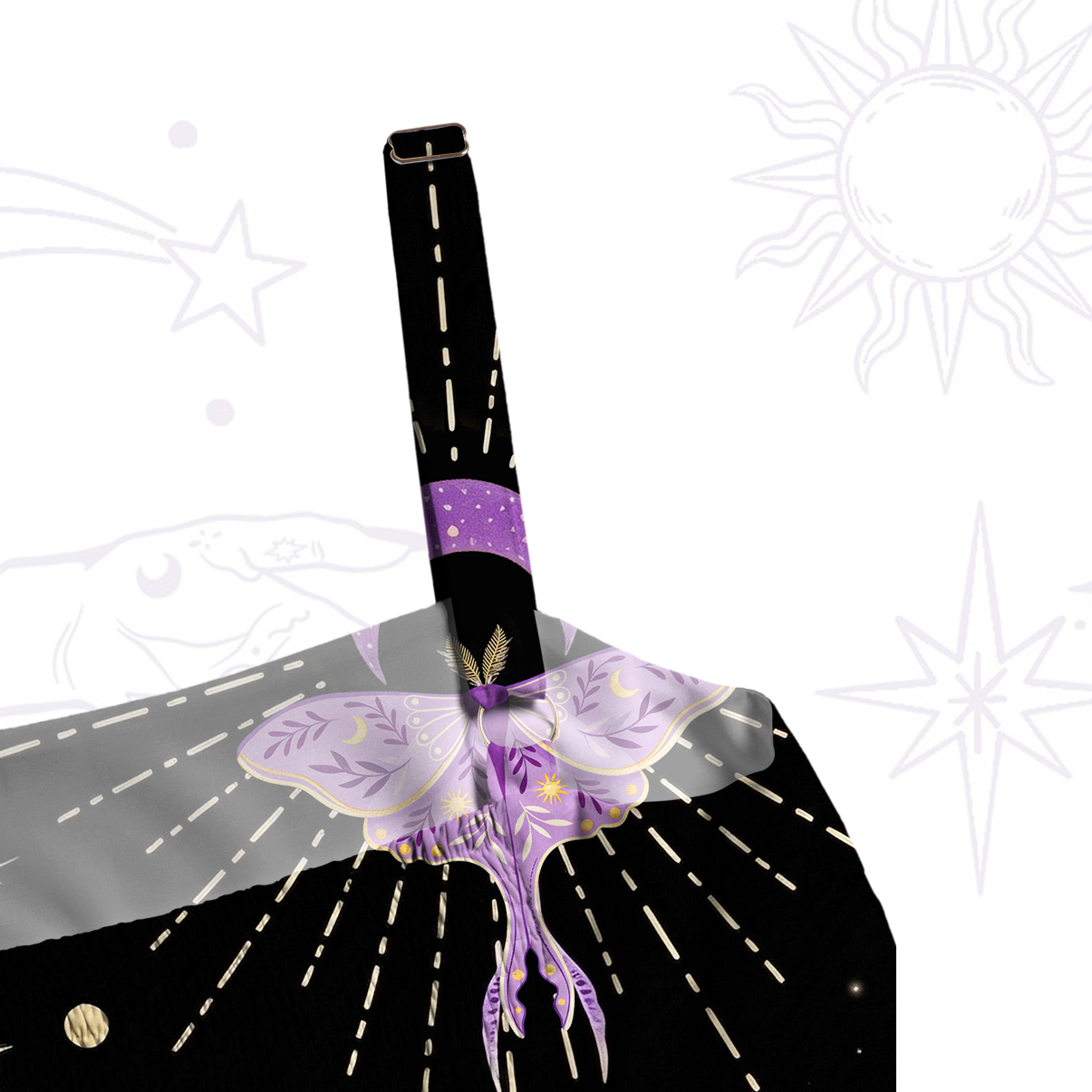 Purplehecate Starry Night Lunar Moth Wide Straps Maxi Dress