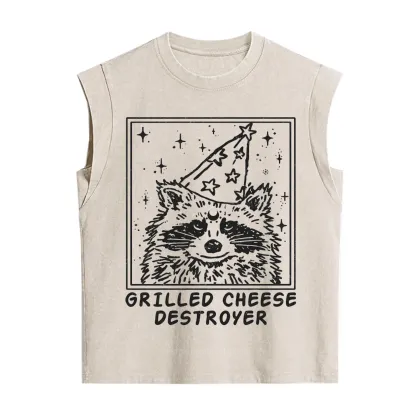 Purplehecate Grilled Cheese Destroyer Raccoon Vintage Washed Tank