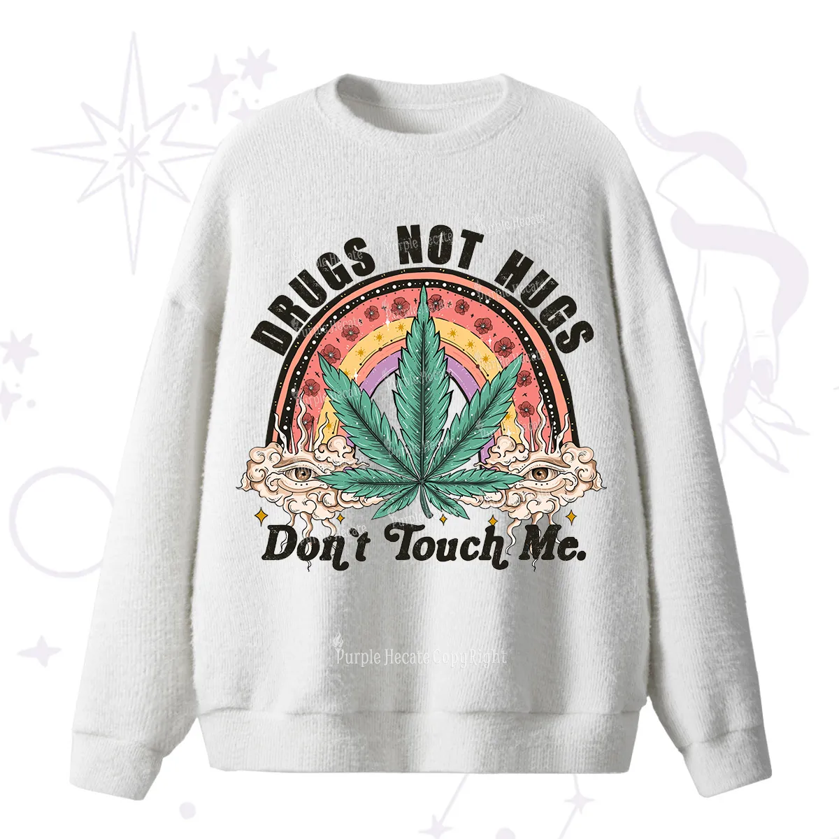 Purplehecate Drugs Not Hugs Fuzzy Ugly Sweater