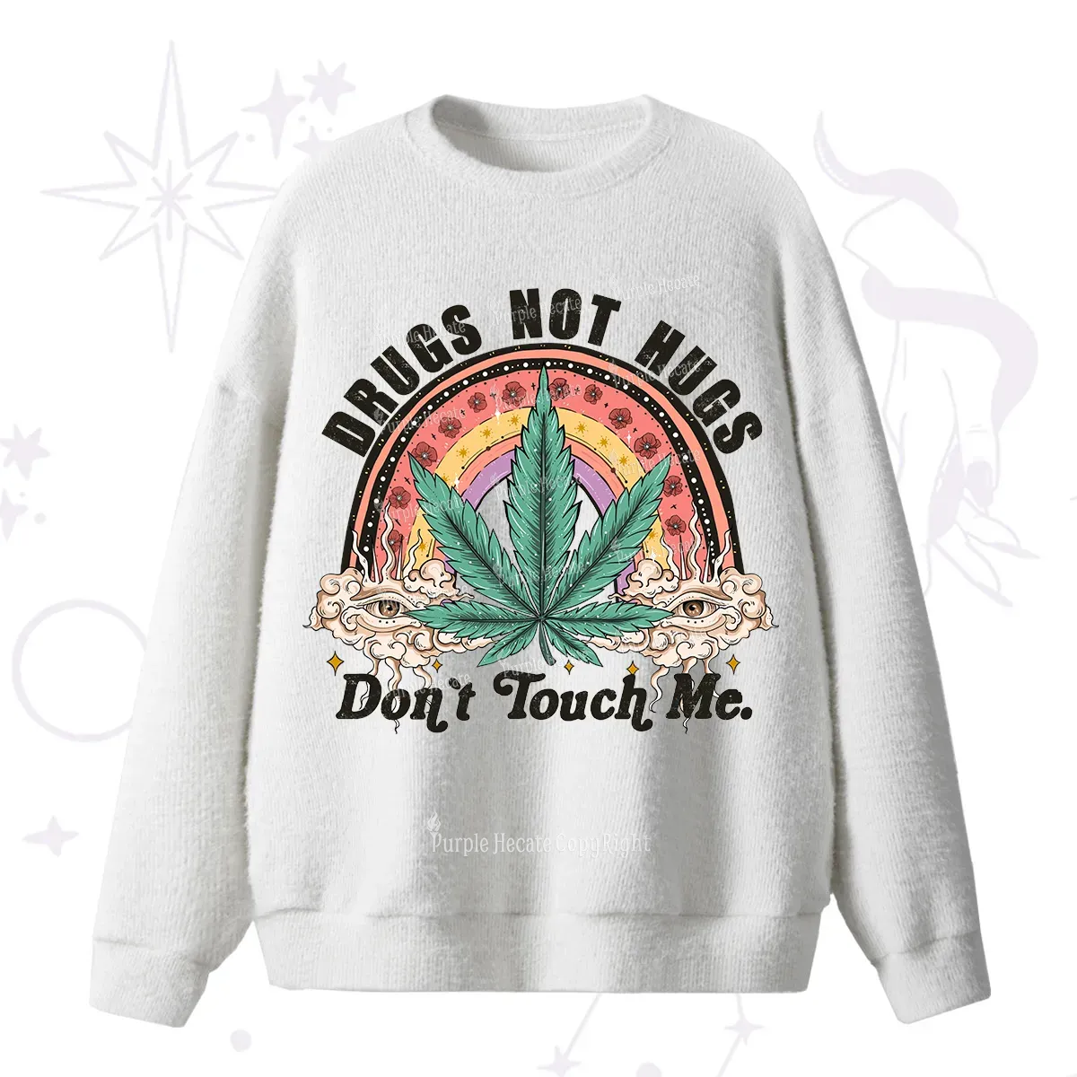 Purplehecate Drugs Not Hugs Fuzzy Ugly Sweater