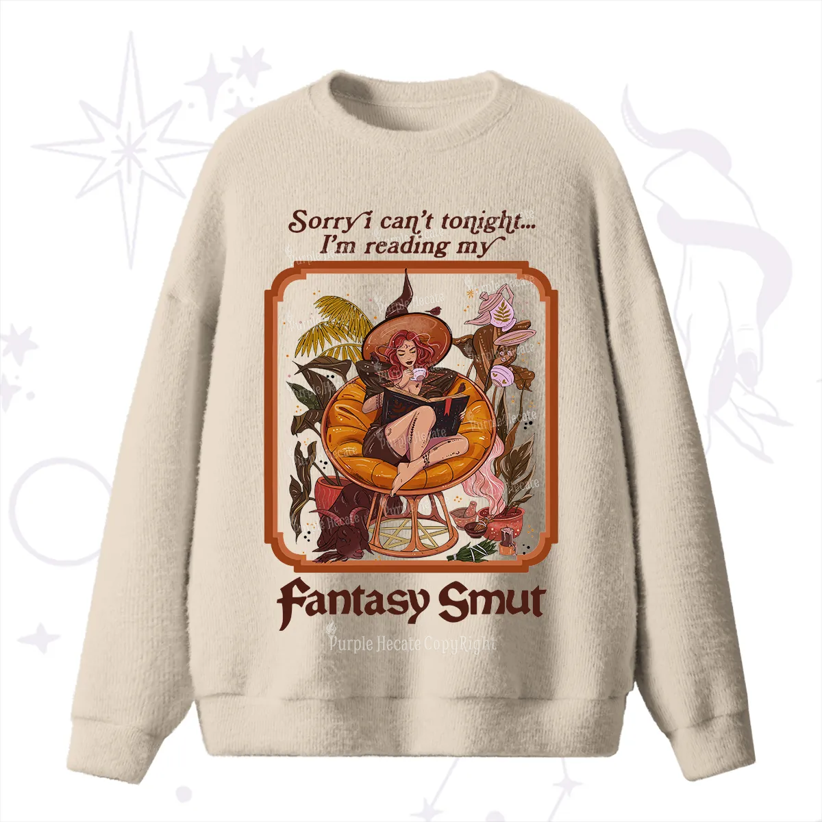 Purplehecate Sorry I Can't Tonight I'm Reading My Fantasy Smut Fuzzy Ugly Sweater