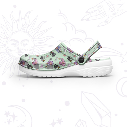 Purplehecate Magical Cat Skeleton Mom Rubber Clogs