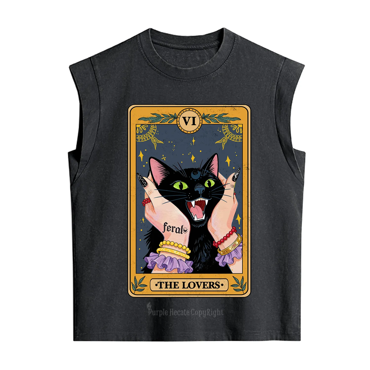Purplehecate The Lovers Tarot Feral Cat Vintage Washed Tank