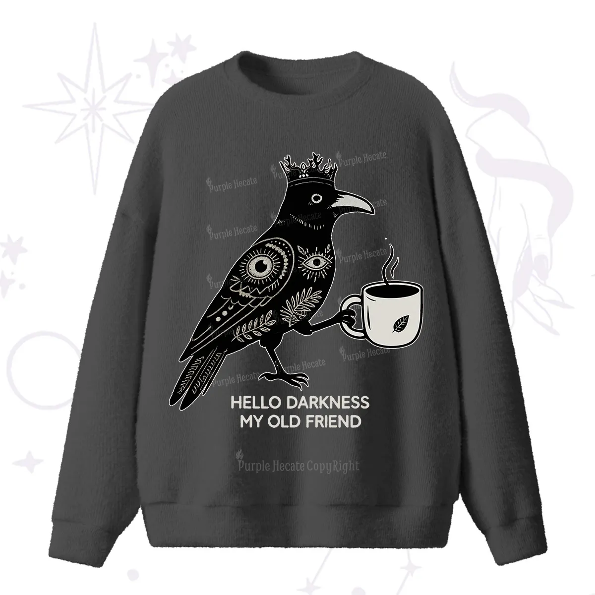 Purplehecate Hello Darkness My Old Friend Fuzzy Ugly Sweater