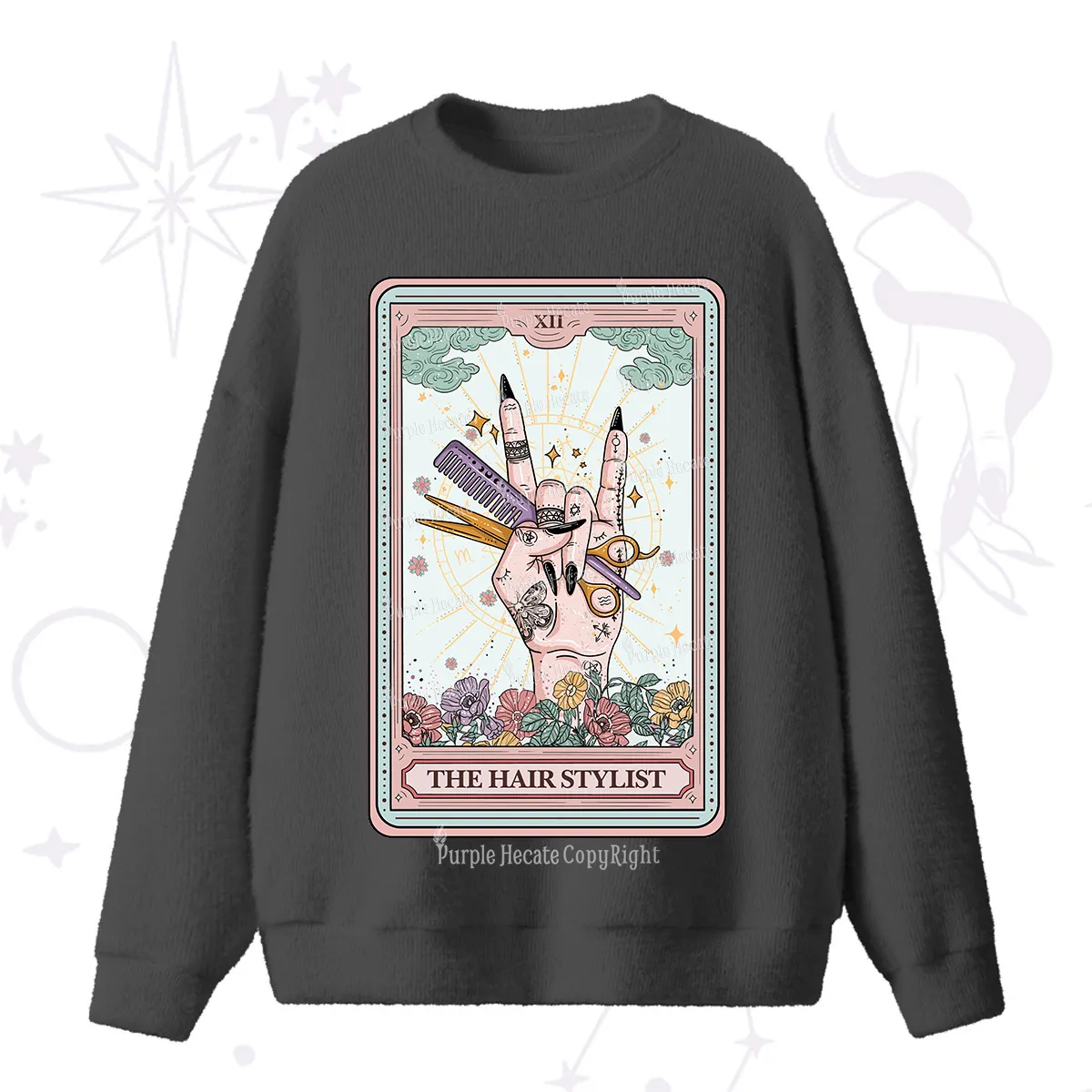 Purplehecate The Hair Stylist Tarot Fuzzy Ugly Sweater