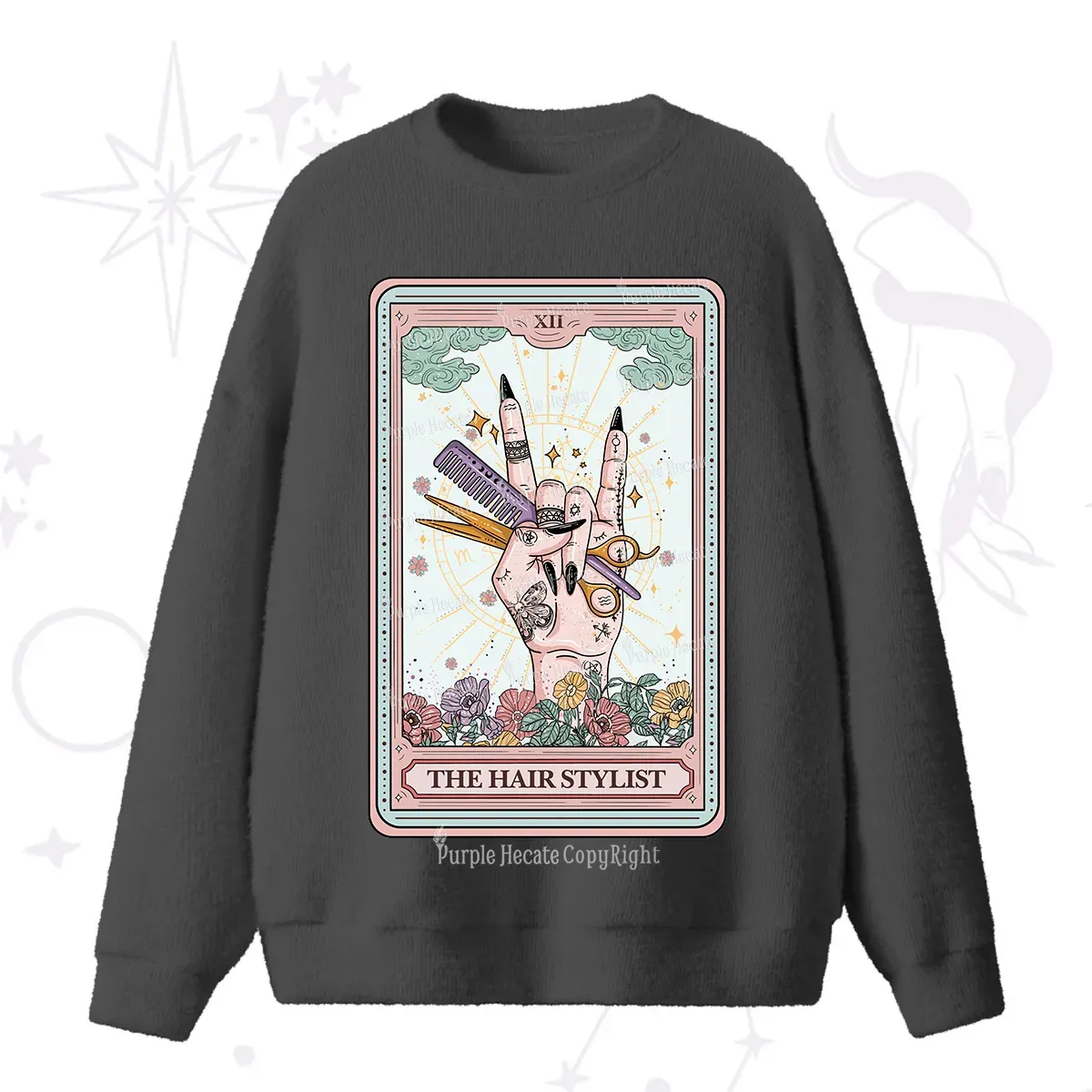 Purplehecate The Hair Stylist Tarot Fuzzy Ugly Sweater