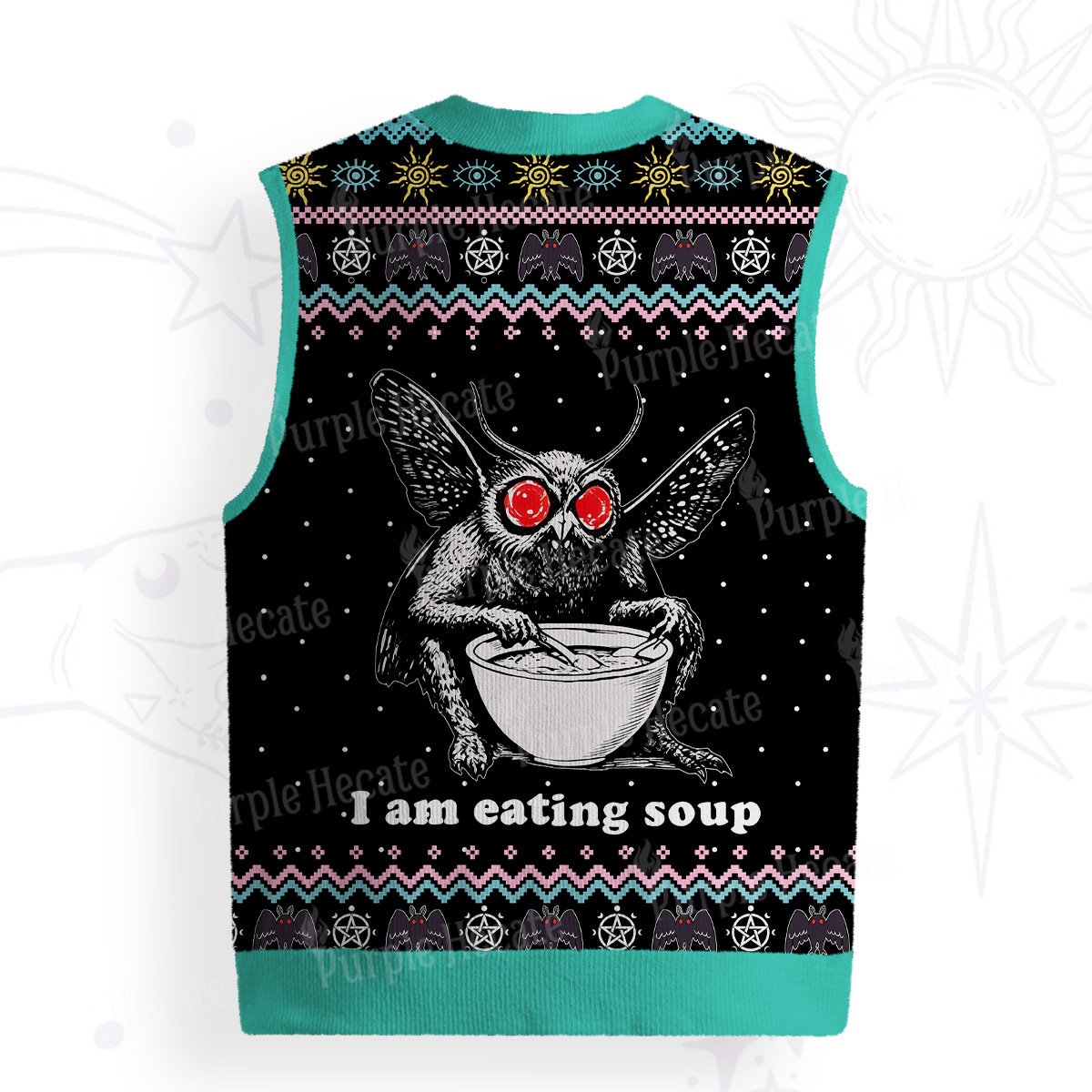 Purplehecate Mothman Eating Soup Ugly Sweater Vest