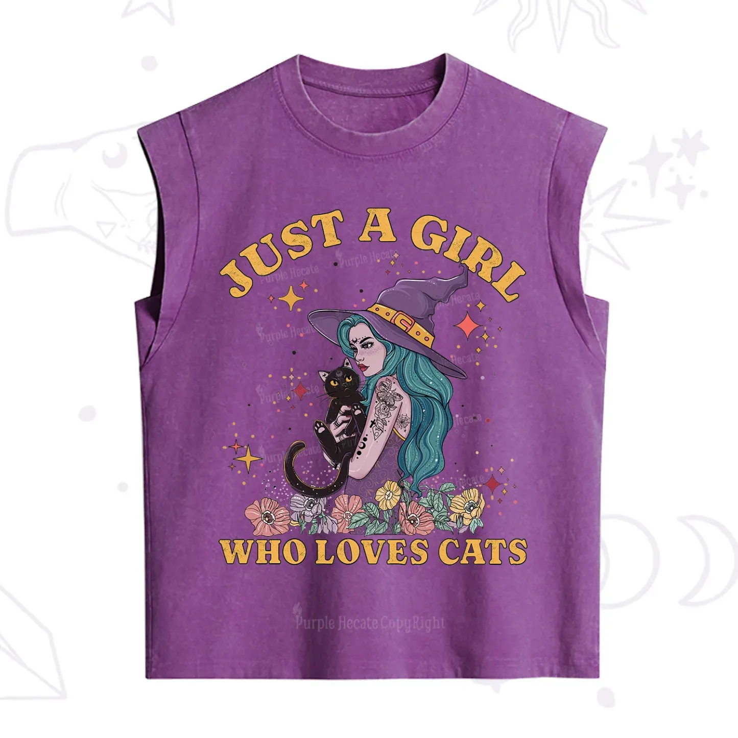 Purplehecate Just A Girl Who Loves Cats Vintage Washed Tank
