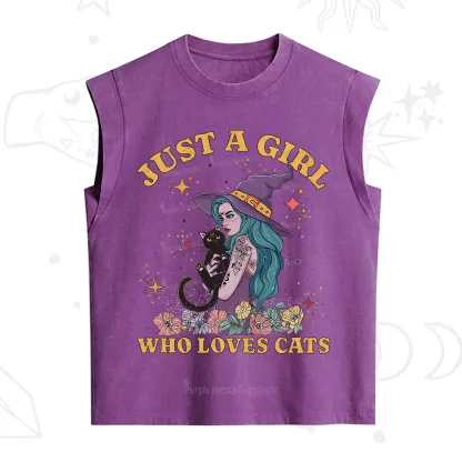Purplehecate Just A Girl Who Loves Cats Vintage Washed Tank
