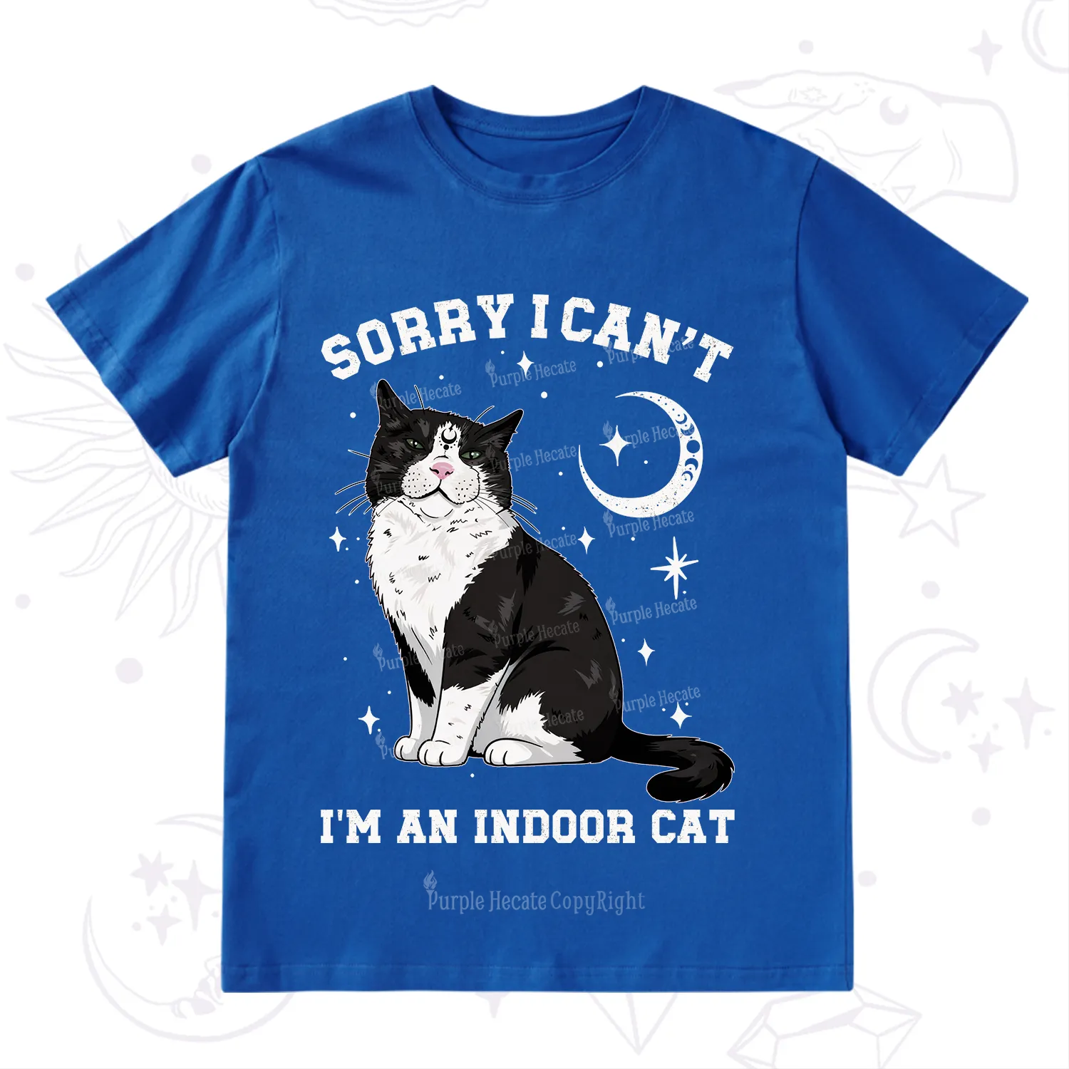 Purplehecate Sorry I Can't Go I'm an Indoor Cat T-Shirt