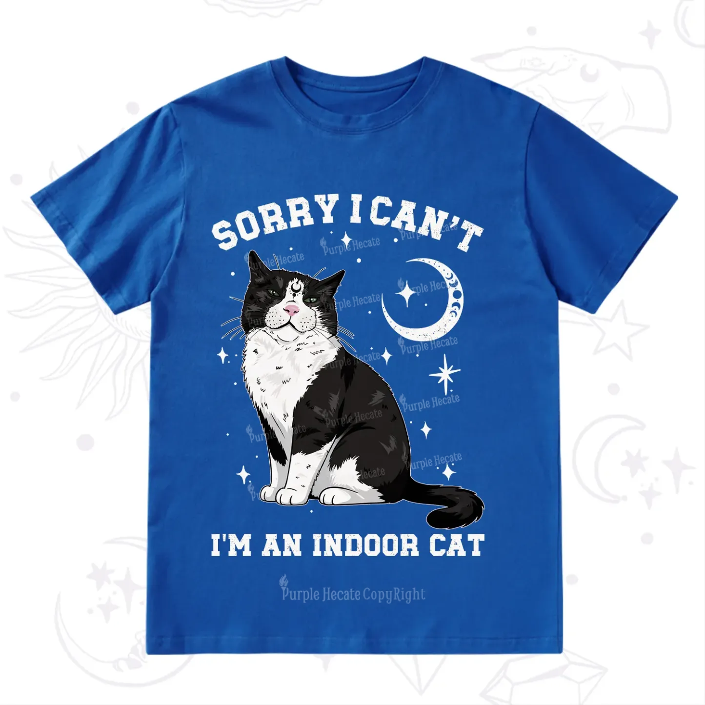 Purplehecate Sorry I Can't Go I'm an Indoor Cat T-Shirt