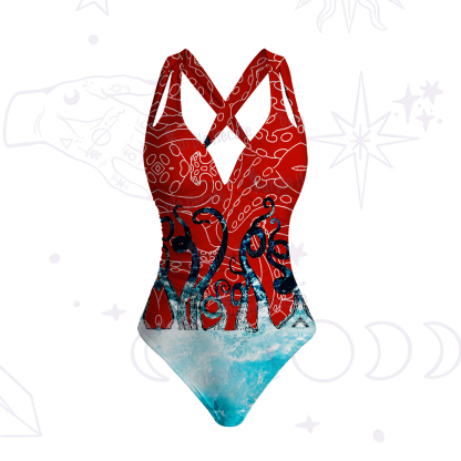 Purplehecate Ombre Octopus Glitter Tentacles One-Piece Swimsuit