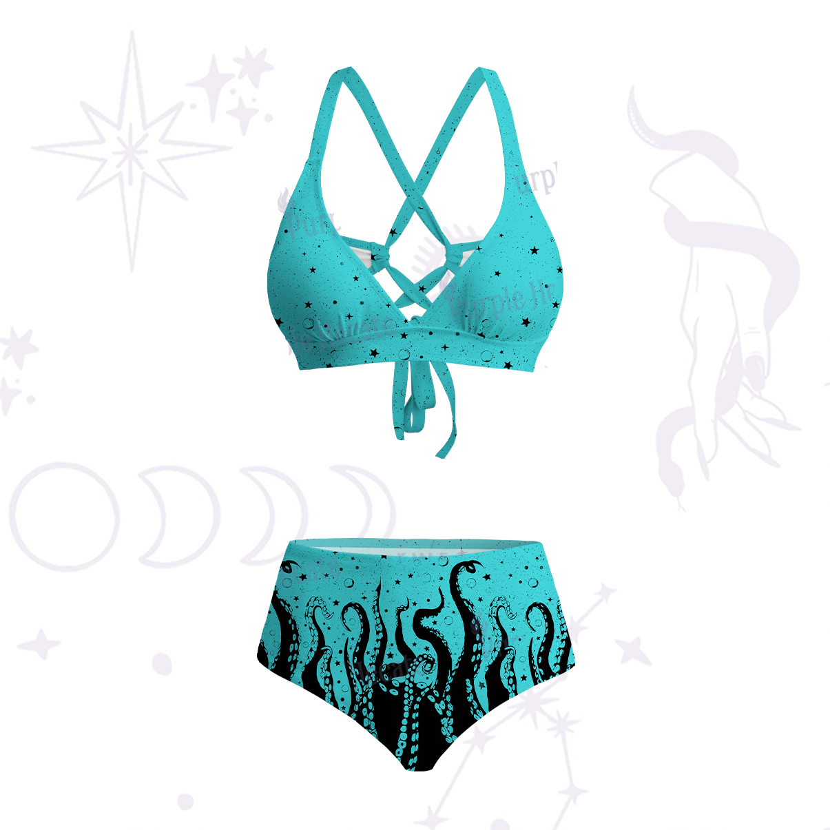 Purplehecate Tentacles of the Deep Crisscross Tie-Back Bikini Set