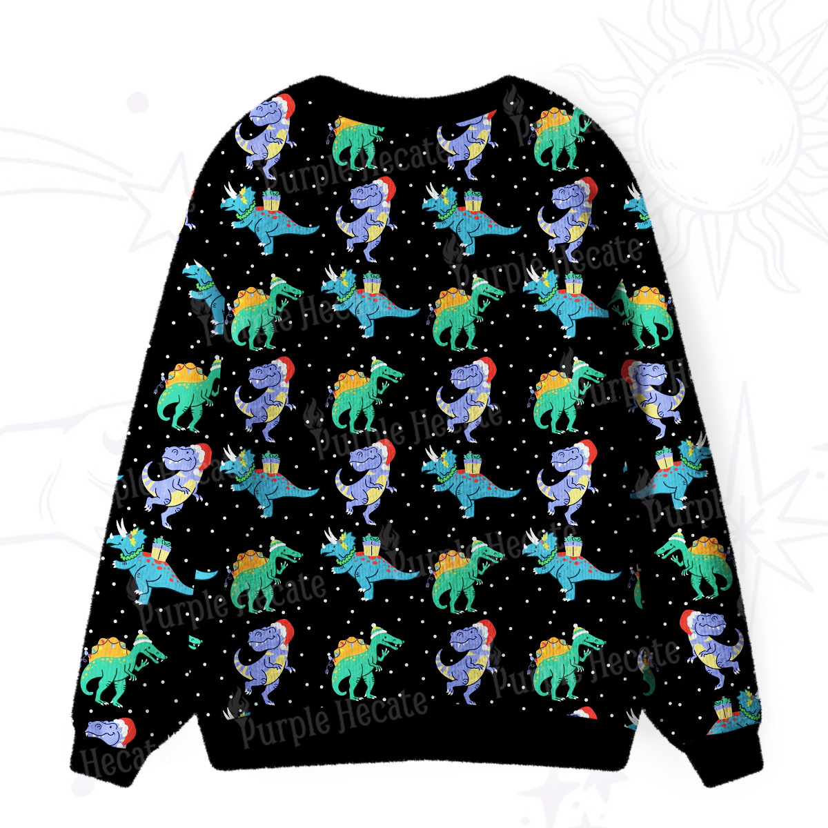 Purplehecate Funny Christmas Dinosaurs Ugly Cardigan Sweaters