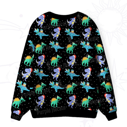 Purplehecate Funny Christmas Dinosaurs Ugly Cardigan Sweaters
