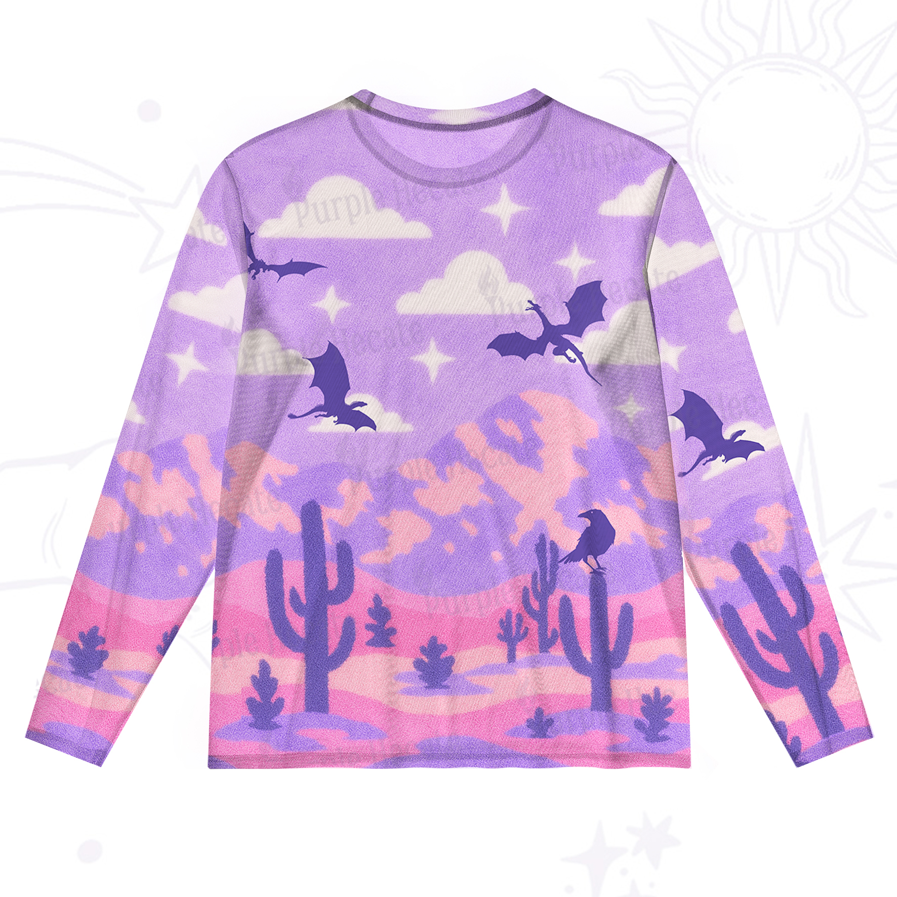 Purplehecate Mystic Desert Dragons Mesh Long Sleeve Top