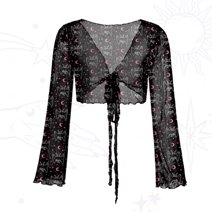 Purplehecate Witchy Mothman Night Mesh Tie Front Top