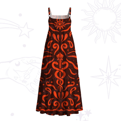Purplehecate Mystic Serpent Staff Strappy Wide Straps Maxi Dress