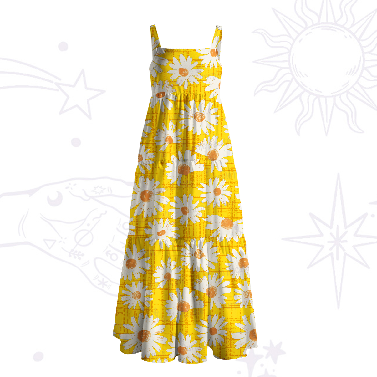 Purplehecate Daisy Daydream Wide Straps Maxi Dress