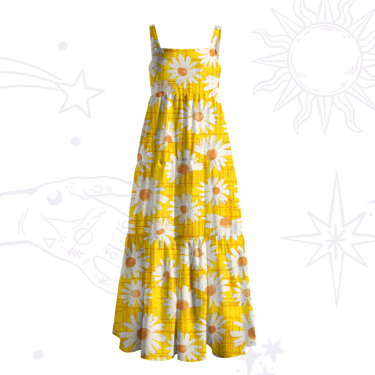 Purplehecate Daisy Daydream Wide Straps Maxi Dress