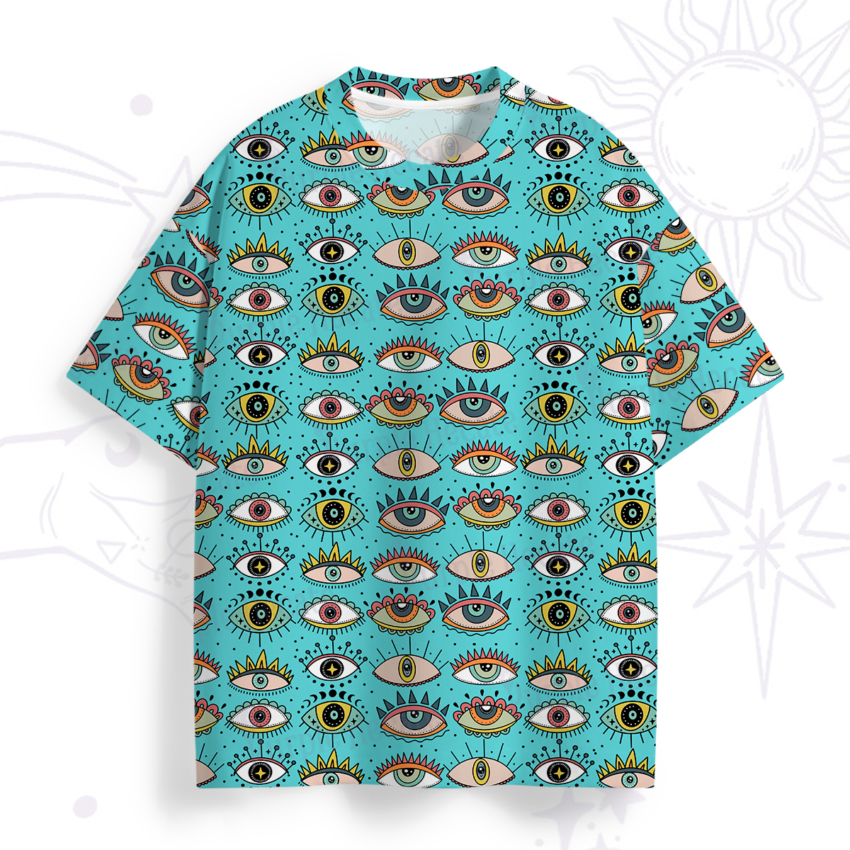 Purplehecate Evil Eye Pattern All Over Print T-Shirt