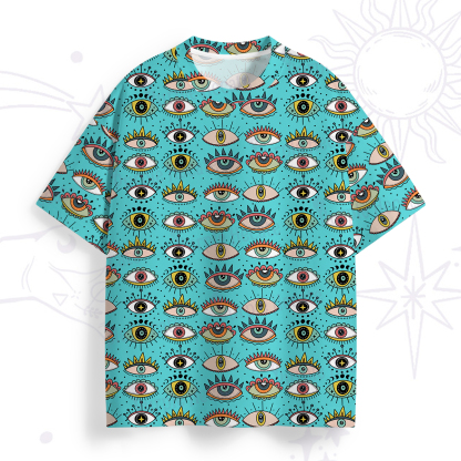 Purplehecate Evil Eye Pattern All Over Print T-Shirt