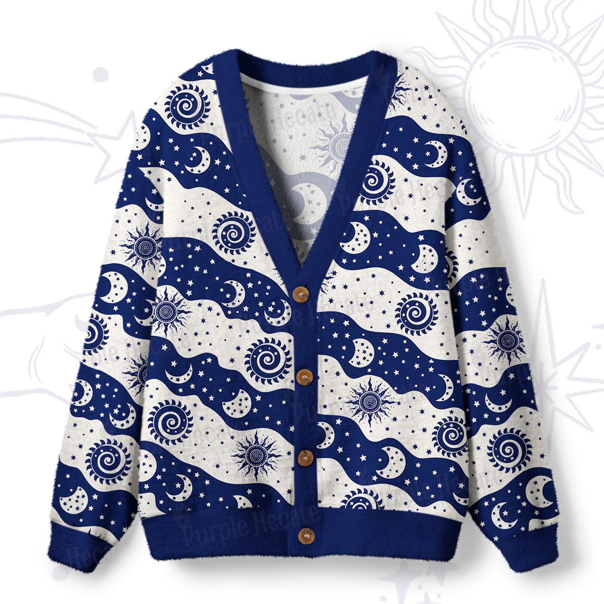 Purplehecate Starry Tides Ugly Cardigan Sweaters