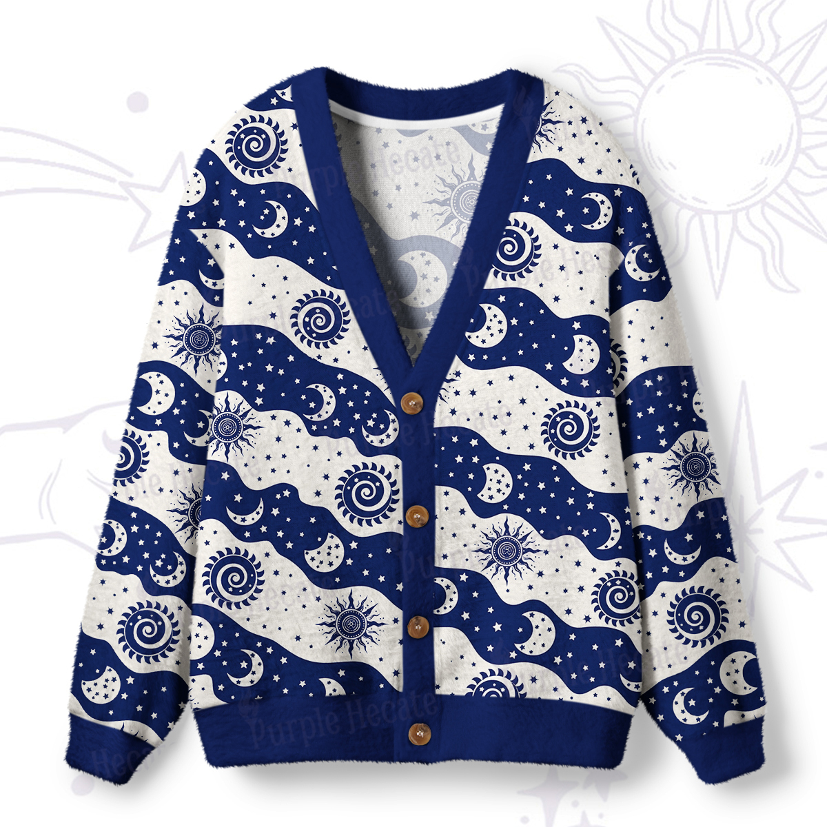 Magic Purplehecate Starry Tides Ugly Cardigan Sweaters