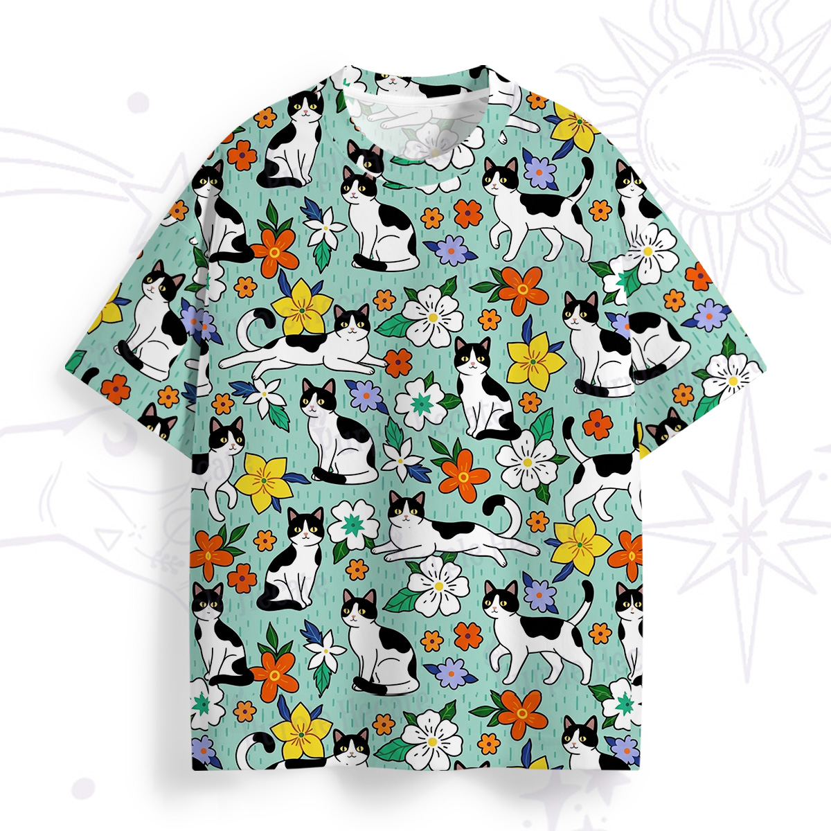 Purplehecate Enchanted Spring Whispering Cat All Over Print T-Shirt