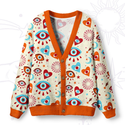 Purplehecate Protective Evil Eye Amulet Ugly Cardigan Sweaters