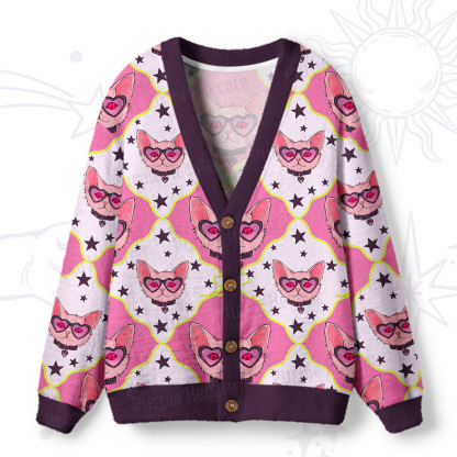 Purplehecate Slightly Wicked Cat Ugly Cardigan Sweaters