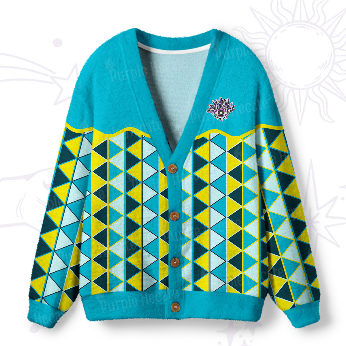 Purplehecate Enchanted Prism Eye Ugly Cardigan Sweaters