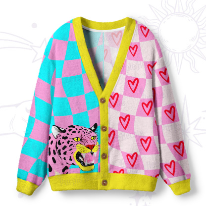 Purplehecate Savage Leopard Evil Eye Ugly Cardigan Sweaters