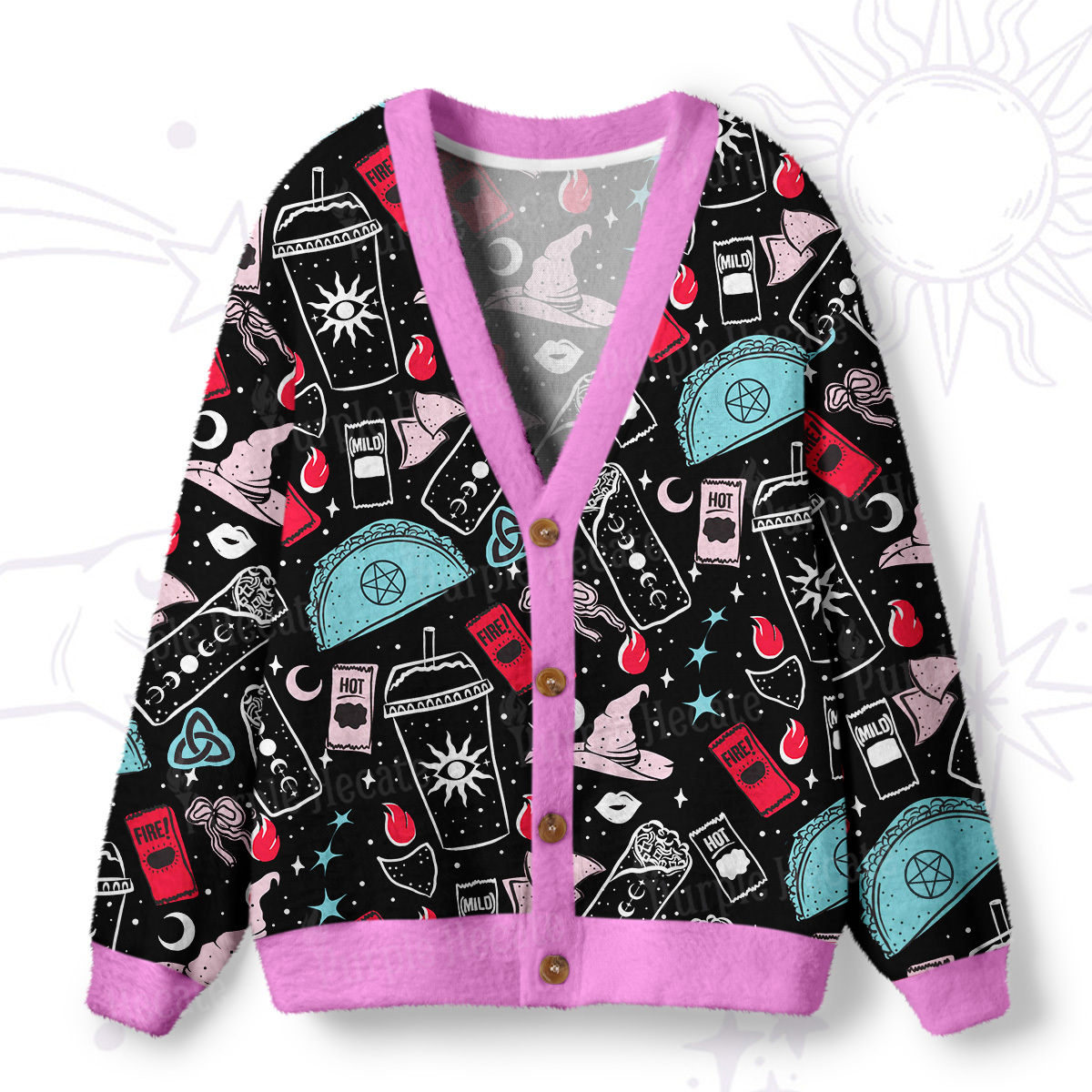 Purplehecate Dark Magic and Mystical Charm Ugly Cardigan Sweaters