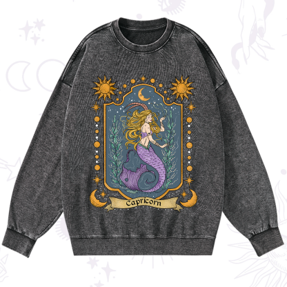 Purplehecate Capricorn Zodiac Washed Sweatshirt