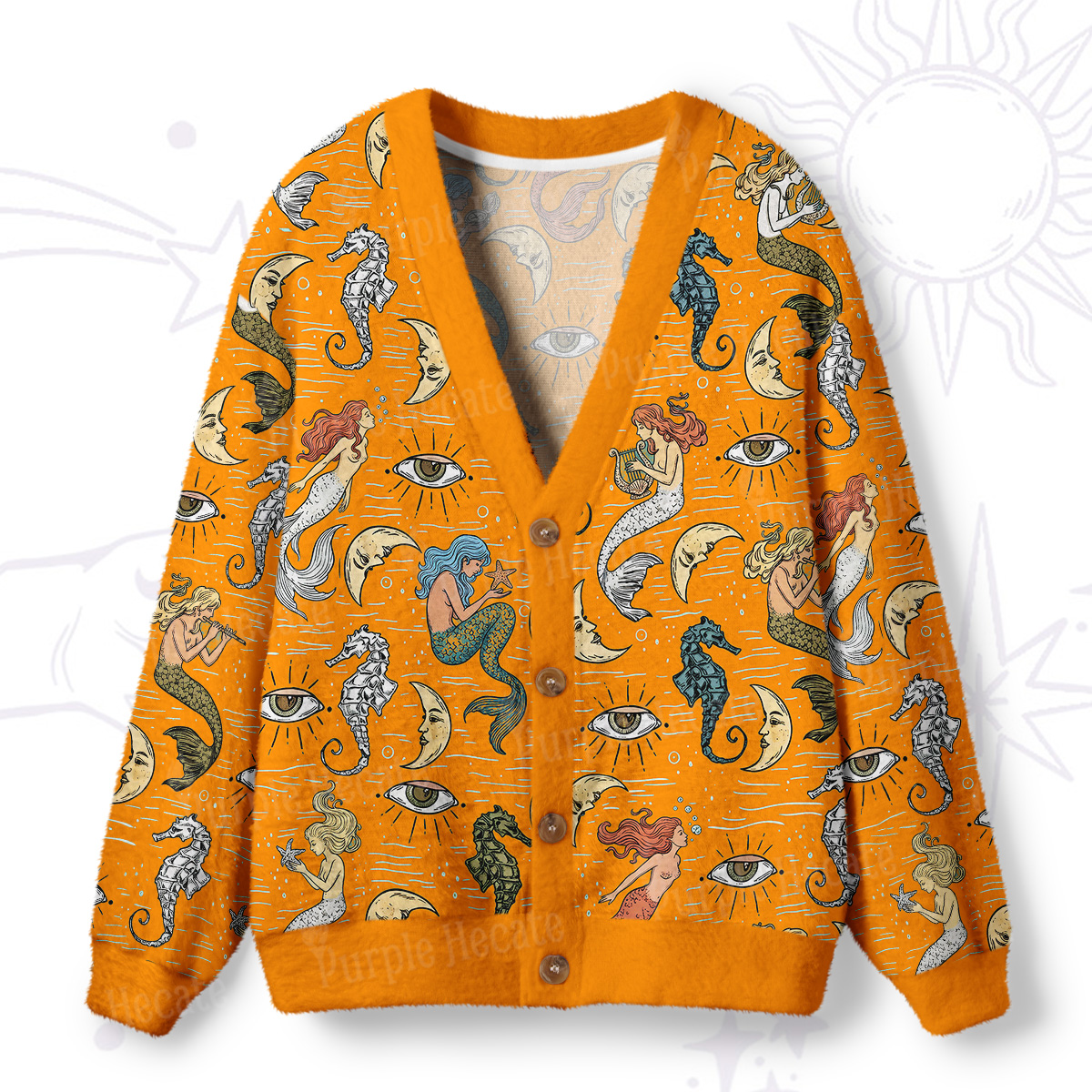 Purplehecate Mermaid Magic Ugly Cardigan Sweaters