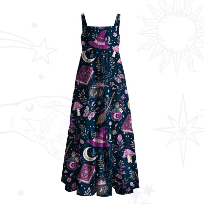 Purplehecate Witchcraft Spellbook Wide Straps Maxi Dress