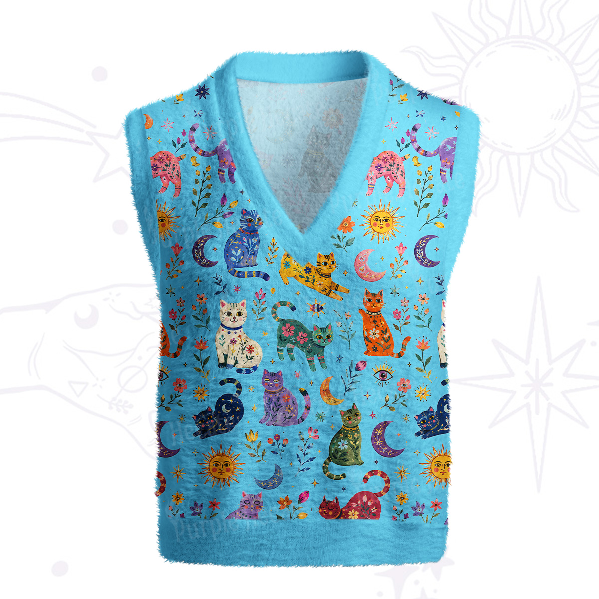 Purplehecate Rainbow Magic Cats Ugly Sweater Vest