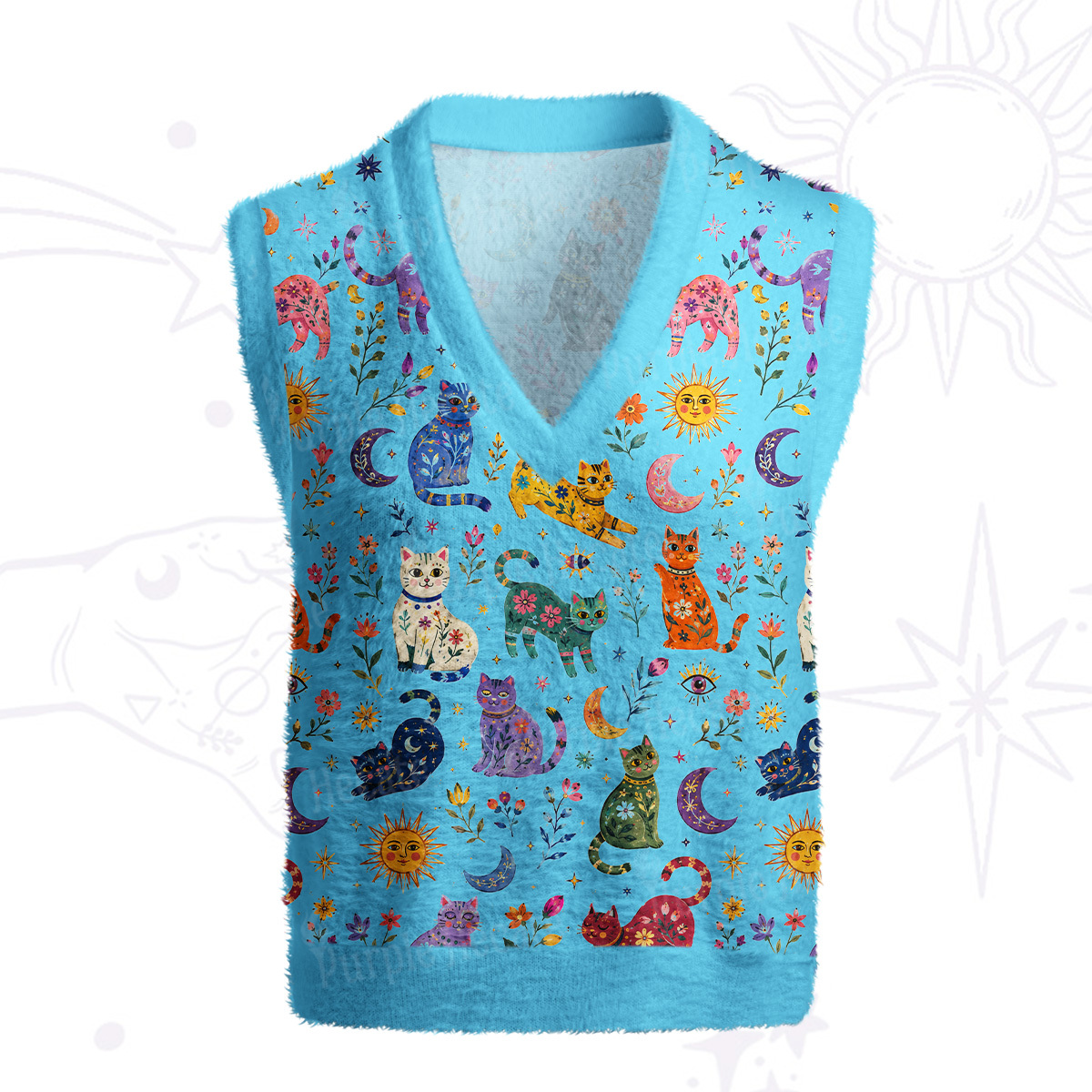 Purplehecate Rainbow Magic Cats Ugly Sweater Vest