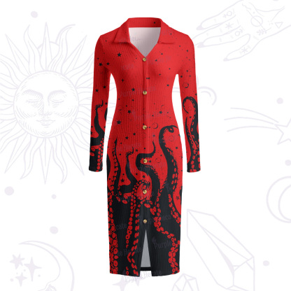 Purplehecate Tentacles of the Deep Ribbed Knit Dress