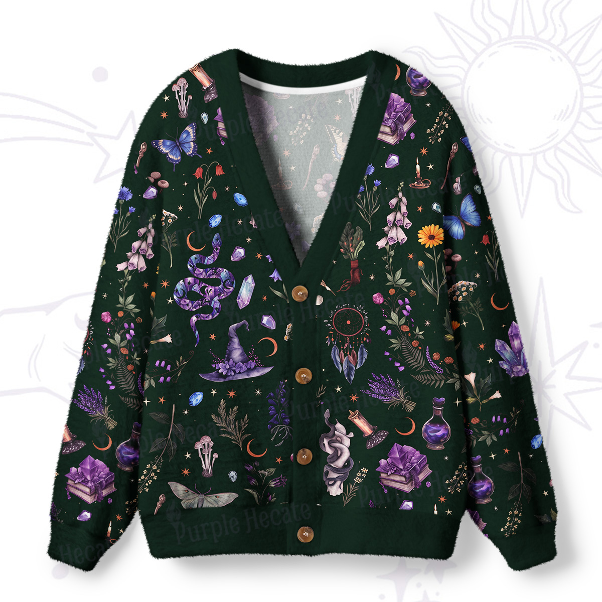 Purplehecate Witchcraft Herbarium Magic Ugly Cardigan Sweaters