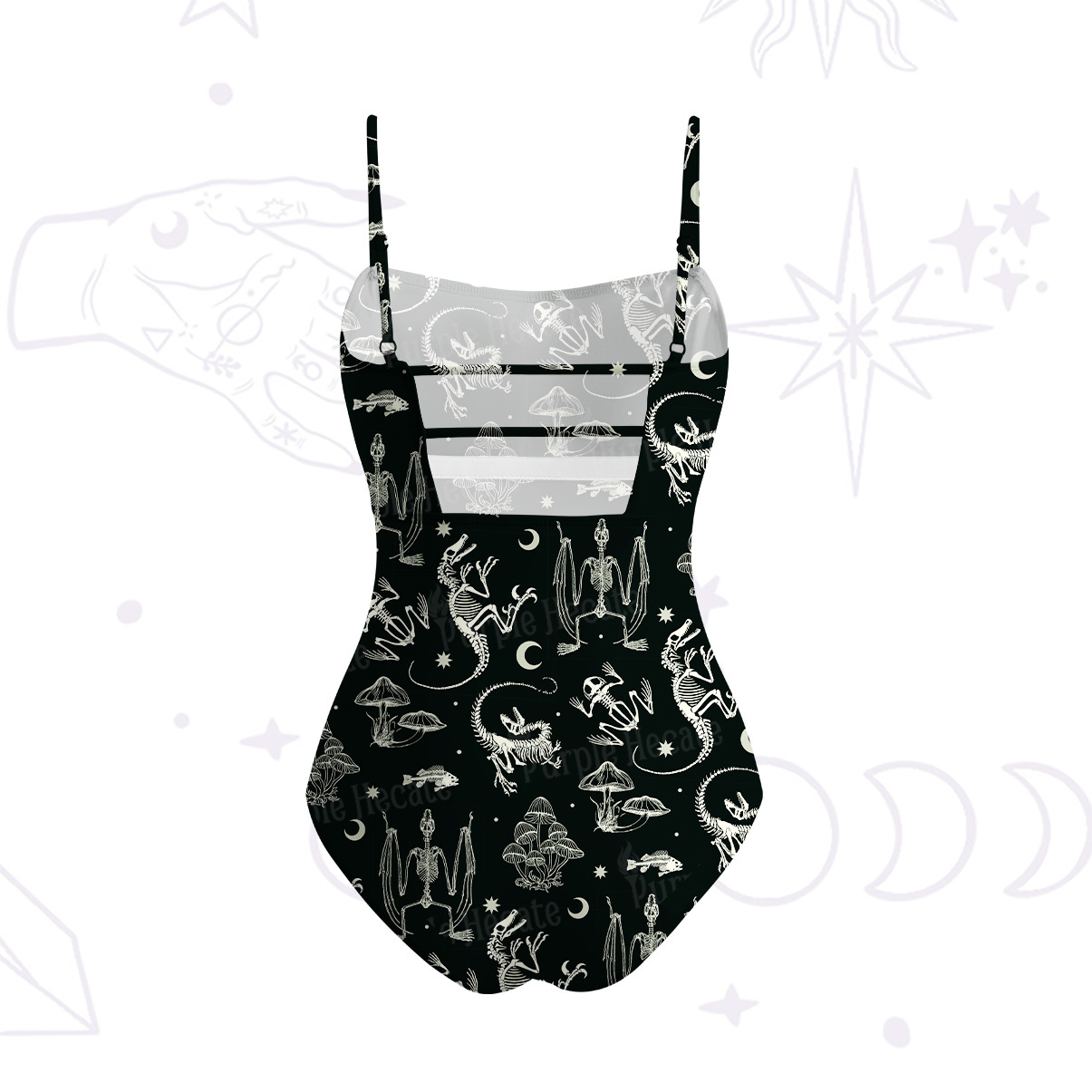 Purplehecate Prehistoric Fantasy Slim-Strap Swimsuit