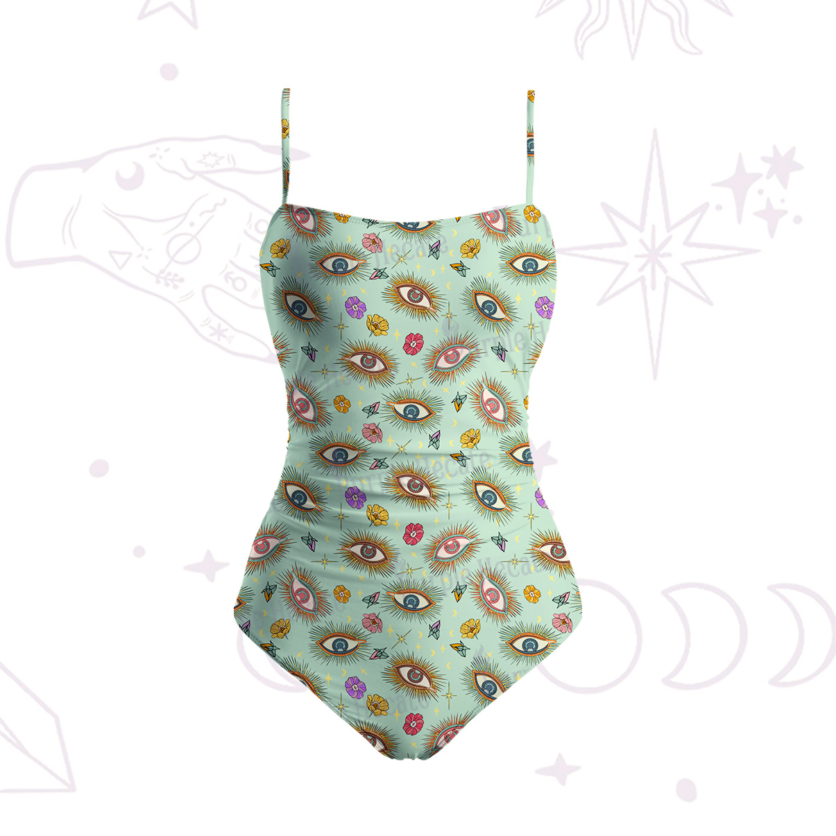 Purplehecate Evil Eye Pattern Slim-Strap Swimsuit
