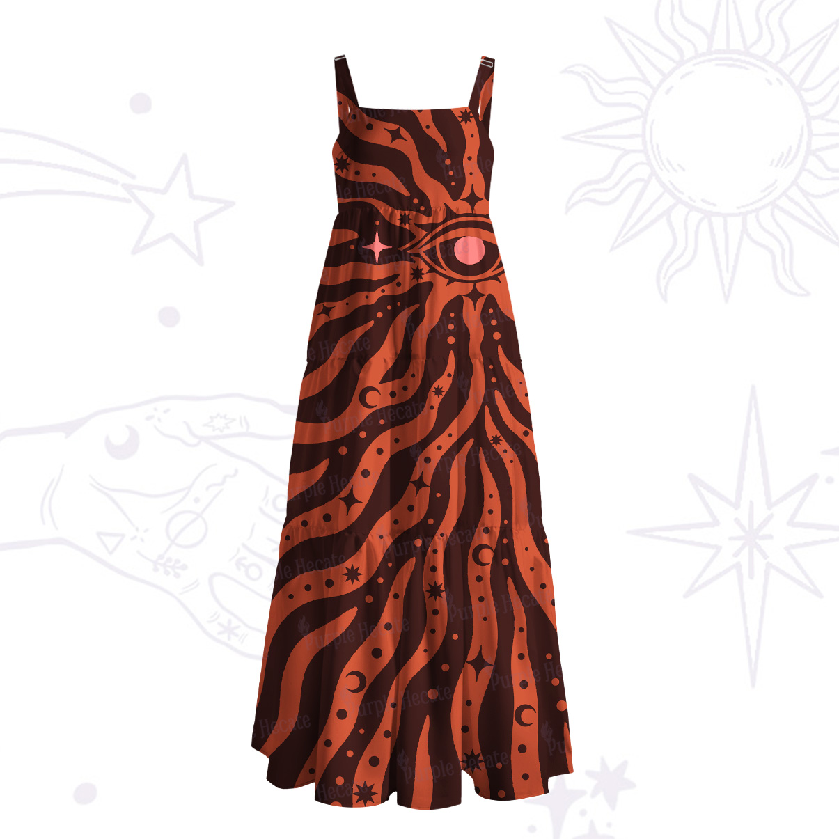 Purplehecate Green Vision Illusion Wide Straps Maxi Dress