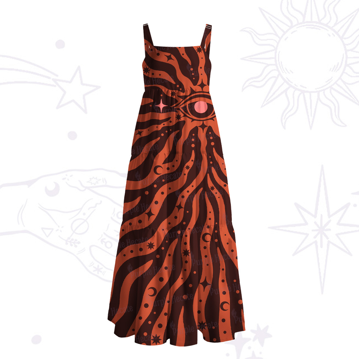 Purplehecate Green Vision Illusion Wide Straps Maxi Dress