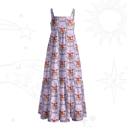 Purplehecate Psychedelic Mushrooms Wide Straps Maxi Dress